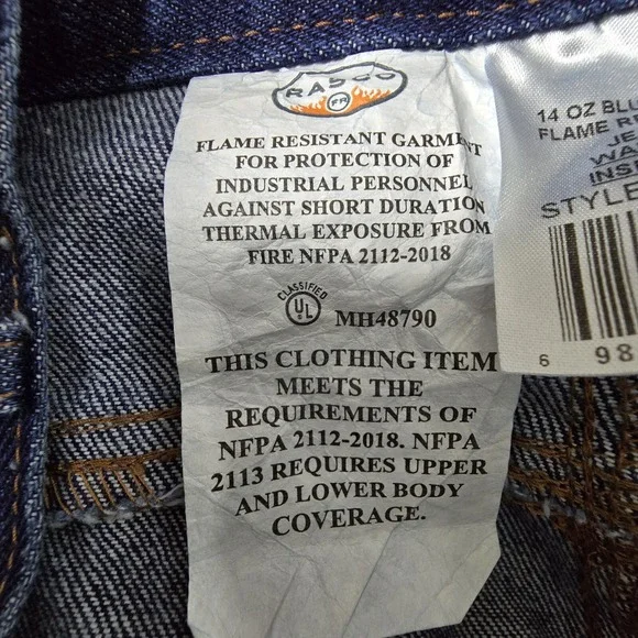 Rasco Mens 38X34 FR Flame Resistant Work Blue Jeans Dark‎ Wash - Picture 7 of 16